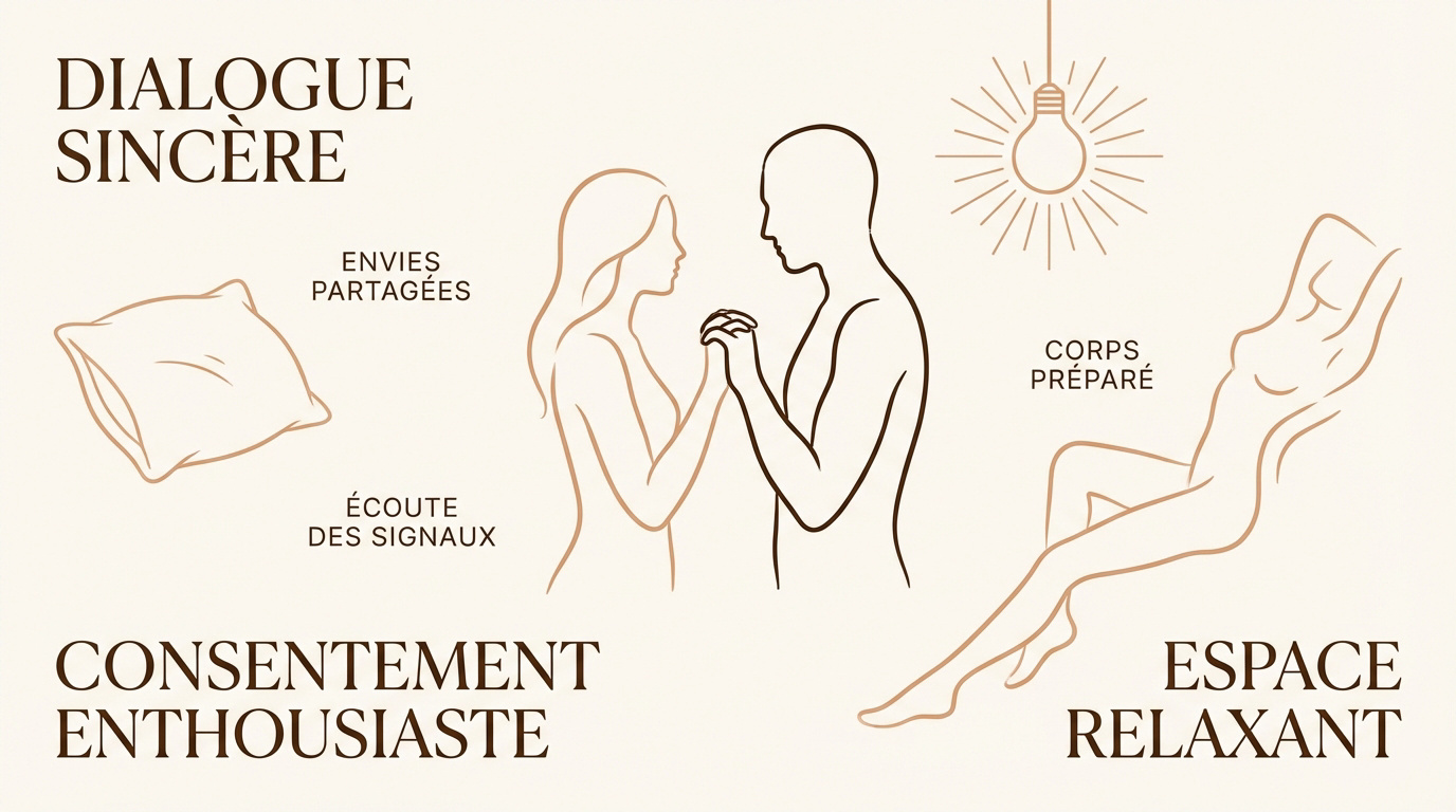 Un couple échangeant un regard complice et serein pour instaurer un climat de confiance et de consentement