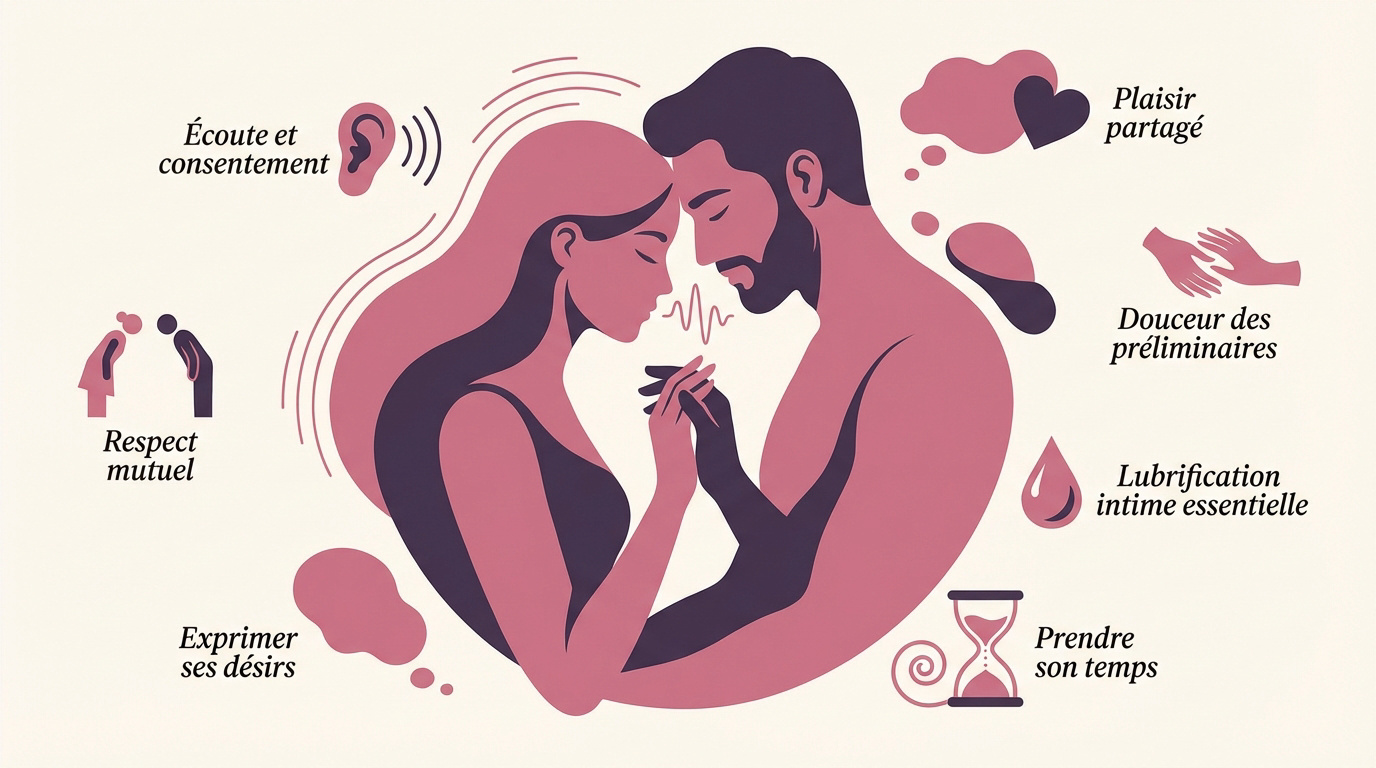 Couple partageant un moment de tendresse et de complicité dans l'intimité