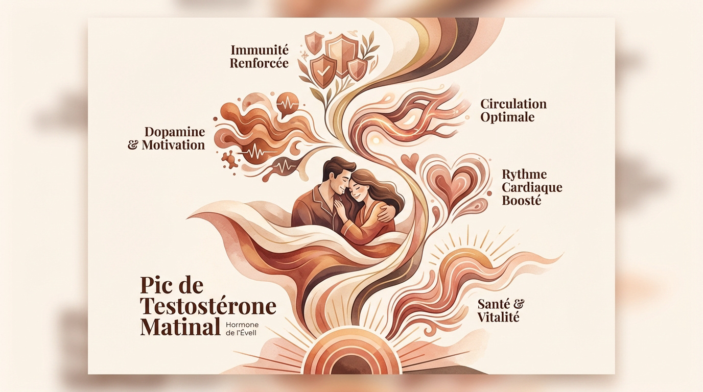 Couple partageant un moment de tendresse matinale dans une chambre lumineuse